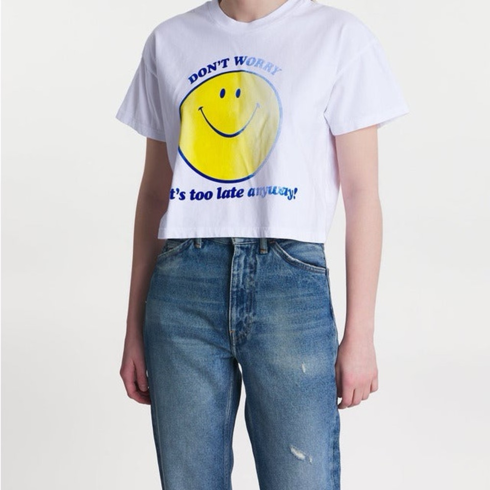 NWT - MOTHER: The Grab Bag Don't Worry Cropped Tee